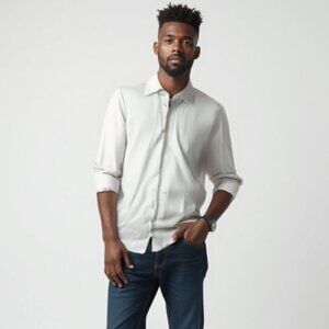 ❤️ Michael Kors Men's slim White Patterned Shirt M *fits like small*